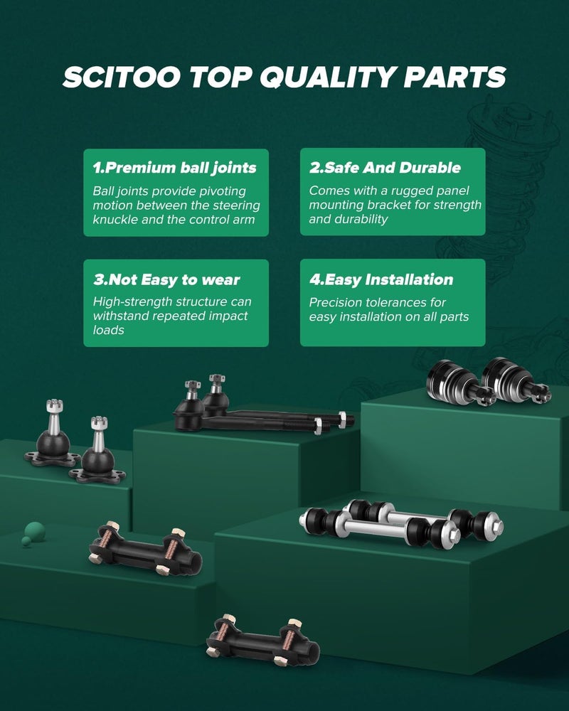 SCITOO مجموعة تعليق 4 قطع لسيارة كاديلاك إسكاليد/ESV/EXT لسيارة شيفروليه أفالانش 1500 سيلفرادو 1500/2500 سوبربان 2500 تاهو لسيارة جي إم سي سييرا 1500 يوكون/XL 1500/XL 2500 نهاية قضيب التوجيه - Image 3